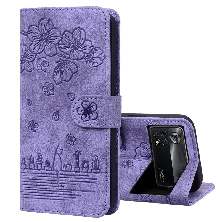 Lavender embossed floral flip phone case with strap closure and front cover