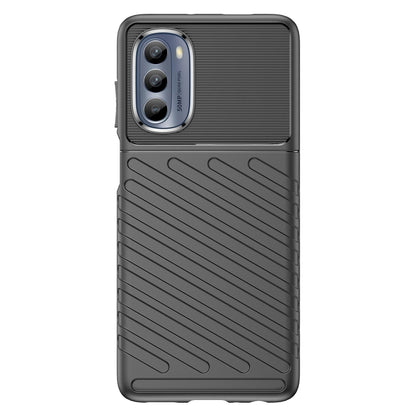 Shockproof TPU phone case for Motorola Moto G62 5G, black textured back with camera cutouts
