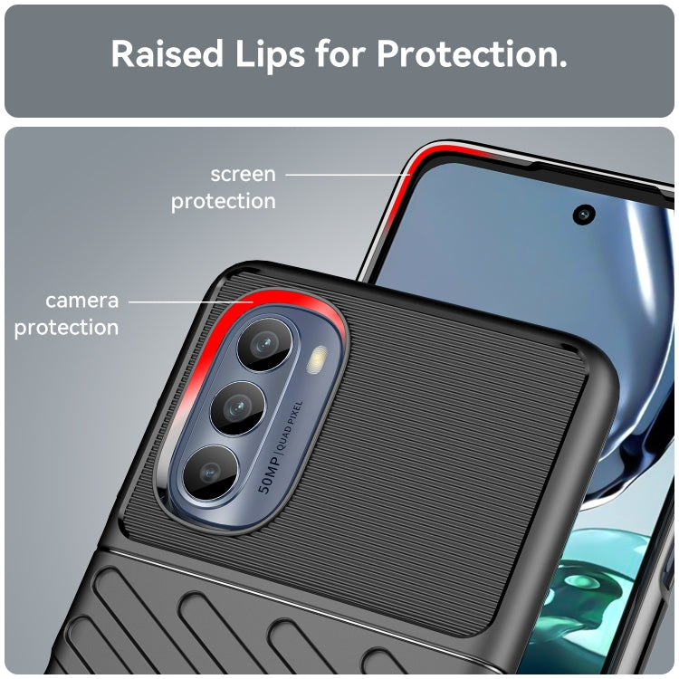 Shockproof TPU phone case for Motorola Moto G62 5G, raised screen and camera rim for protection