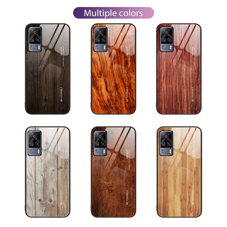 Wood Grain Glass Protective Case, For vivo S9e, For vivo V15, For vivo V21