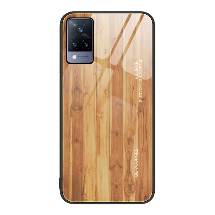 Wood Grain Glass Protective Case, For vivo S9e, For vivo V15, For vivo V21