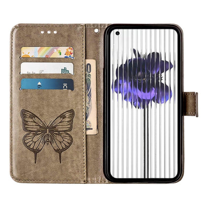 Embossed butterfly leather phone case with flip cover, card slots, for Nothing Phone 1
