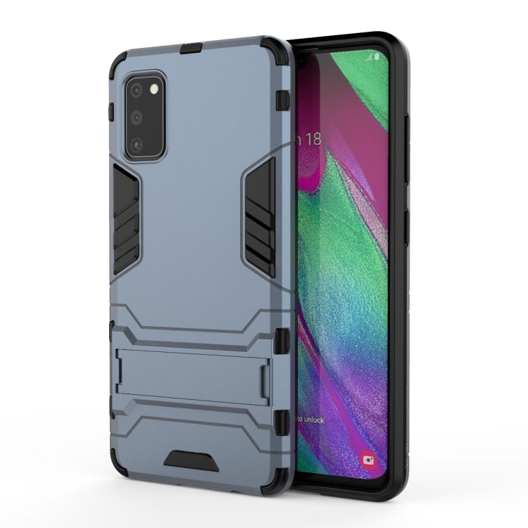 Shockproof phone case for Samsung with blue-gray back and raised rugged edges
