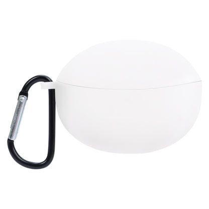 White silicone earphone protective case with black carabiner loop