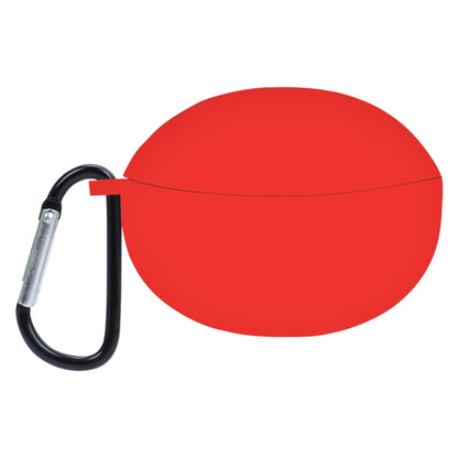Red silicone earphone protective case with black carabiner loop