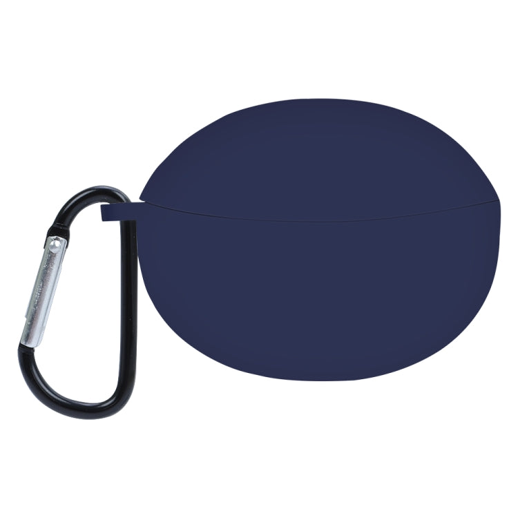 Midnight blue silicone earphone protective case with black carabiner loop