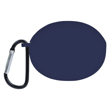 Midnight blue silicone earphone protective case with black carabiner loop