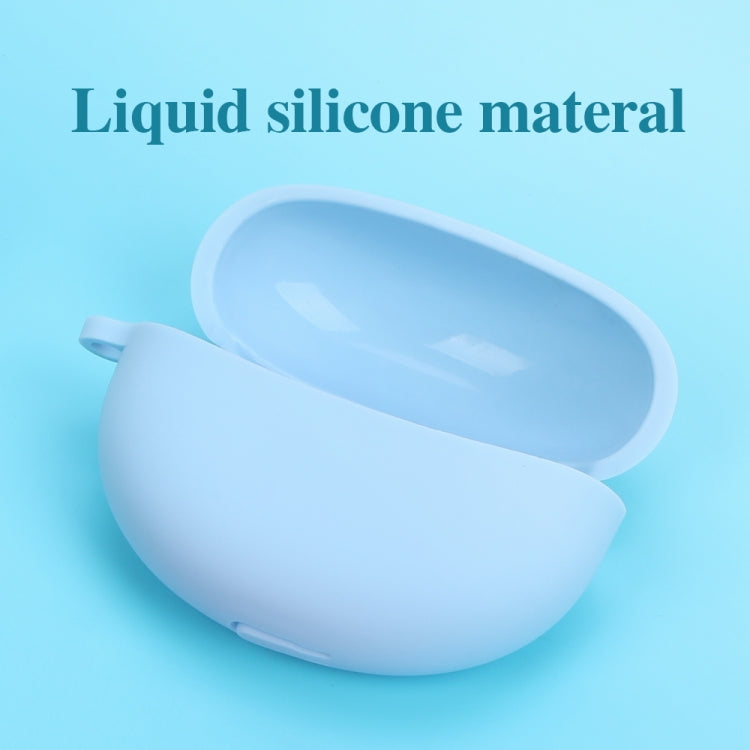 Light blue silicone earphone case, closed soft shell