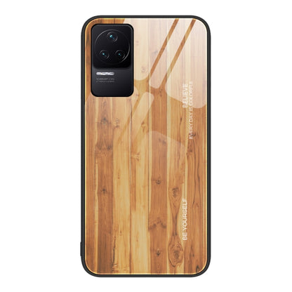 Wood grain phone protective case in light tan with raised camera cutouts and black edges