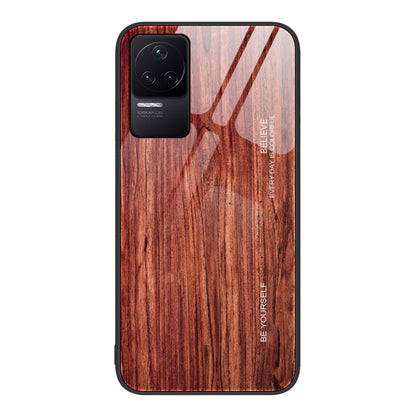 Wood-grain protective phone case in dark red-brown with camera cutouts.