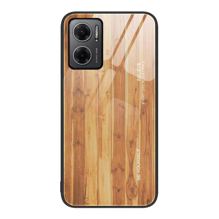 Wood-grain phone protective case with camera and flash cutouts, honey light brown wood tone.
