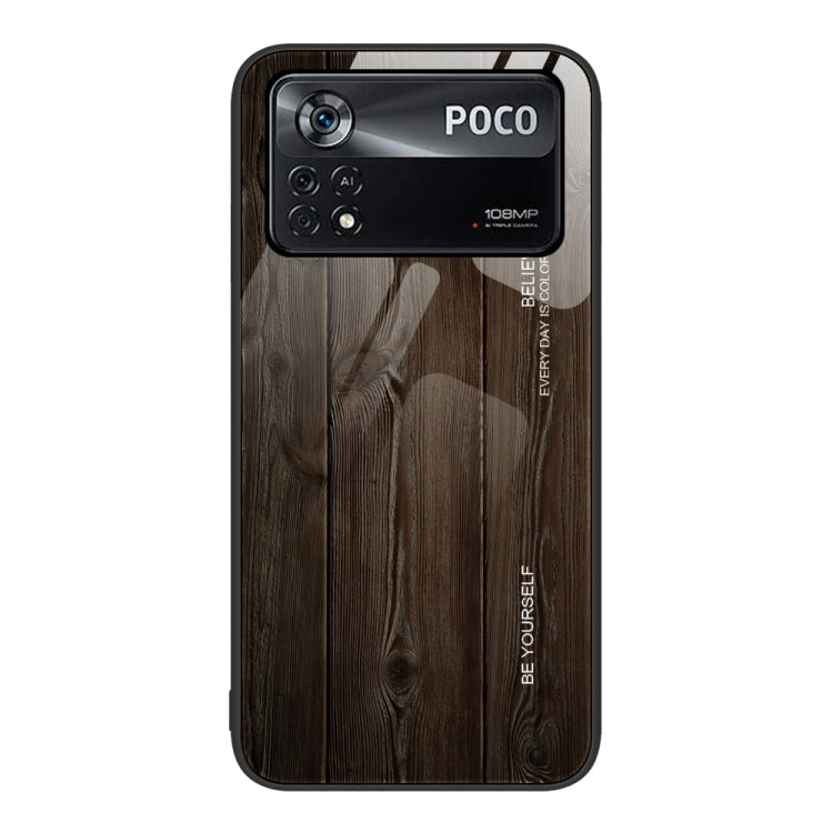 Wood grain glass protective phone case in dark brown with camera cutouts