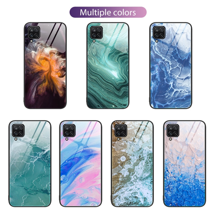Glass protective phone cases showing multiple ocean and marble color patterns