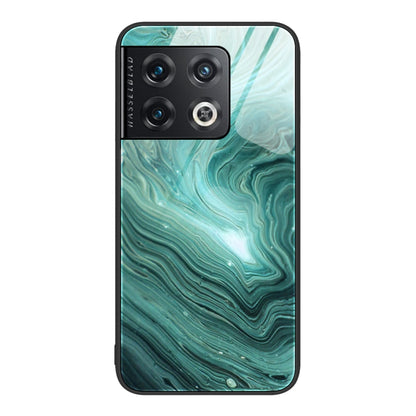 Protective phone case with teal green marbled wave pattern
