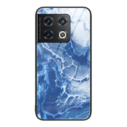 Protective phone case with blue marble ice and white crackle pattern