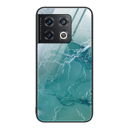 Protective phone case with seafoam green marbled crack pattern