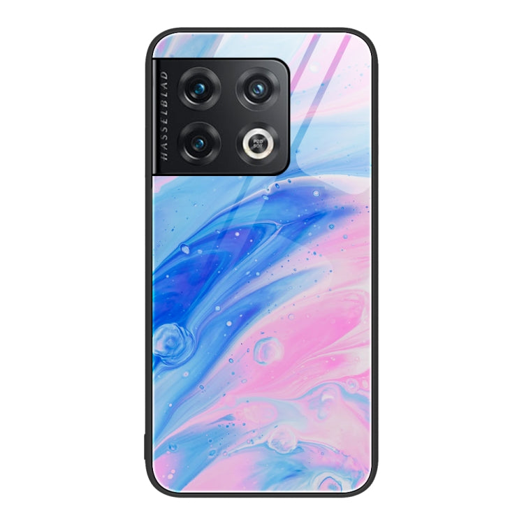 Protective phone case with pink and blue galaxy marble streak pattern