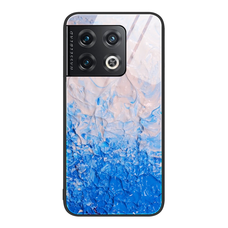 Protective phone case with blue ocean marbled surface pattern