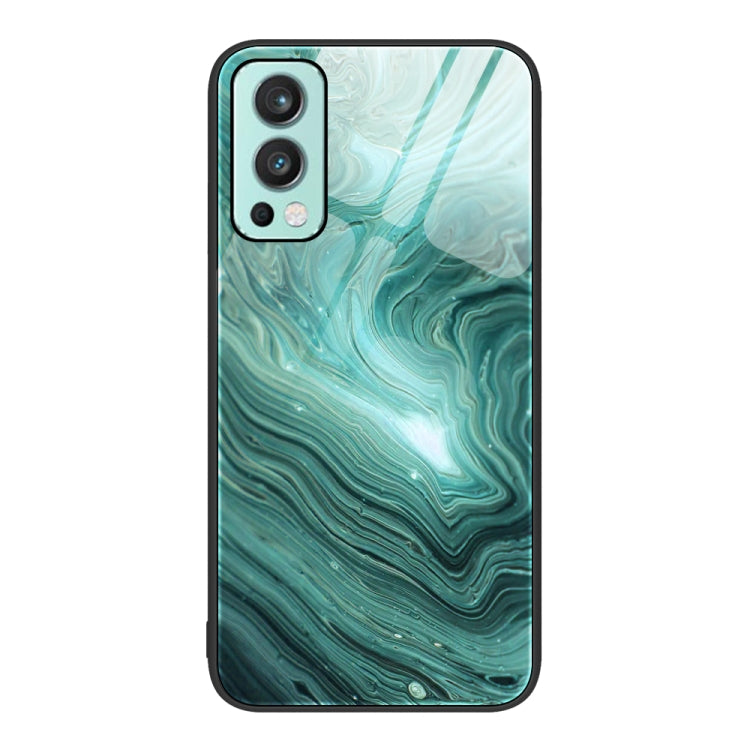 Protective phone case with teal green marbled wave pattern