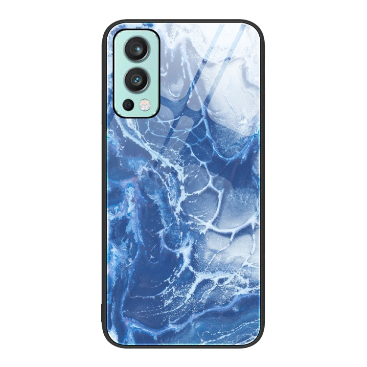 Protective phone case with blue marble ice and white crackle pattern