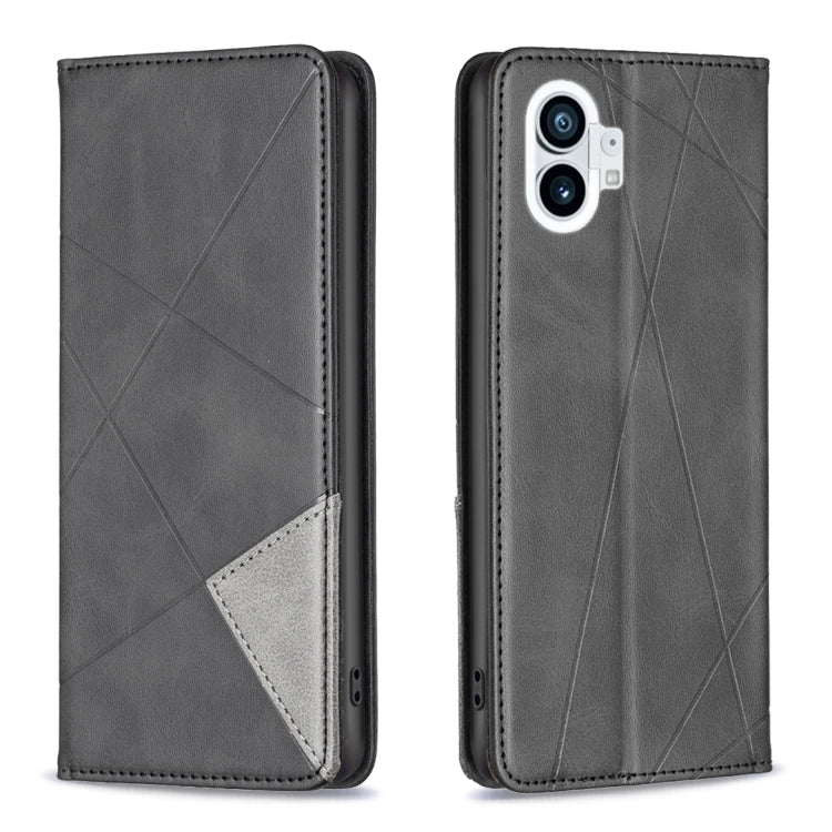 Dark gray leather folio phone case with geometric pattern and gray inner card panel