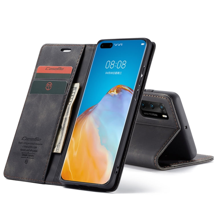 Leather flip wallet case with card slot and viewing stand for Huawei P40 Pro