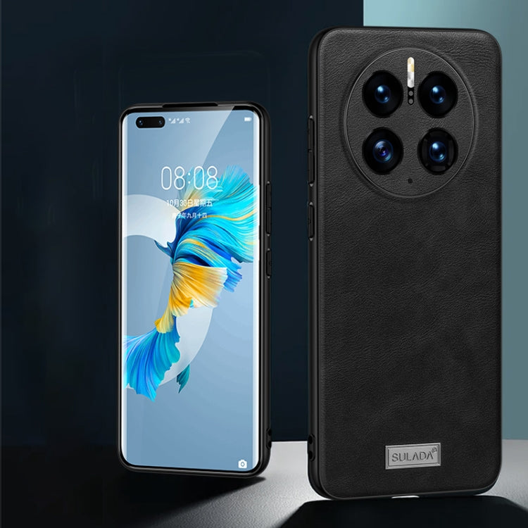 Black leather protective phone case with TPU, camera cutouts and logo patch