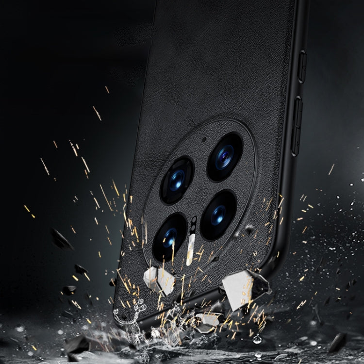 Black leather phone case with TPU shock protection, camera bump with impact debris