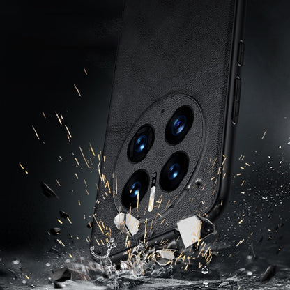 Black leather phone case with TPU shock protection, camera bump with impact debris
