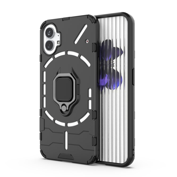 Black shockproof phone case with magnetic ring holder for Nothing Phone 1