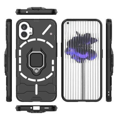 Black shockproof case set with magnetic ring holder for Nothing Phone 1, front/back views