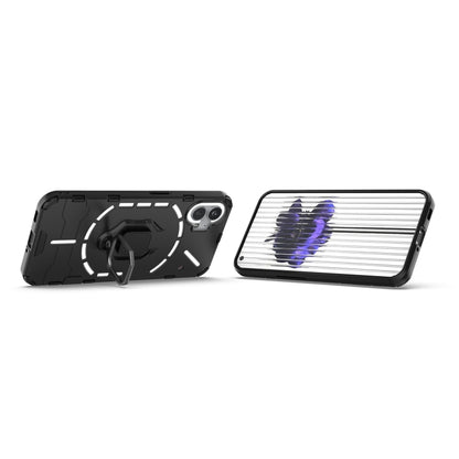Black shockproof phone case with magnetic ring holder, kickstand-style ring for Nothing Phone 1
