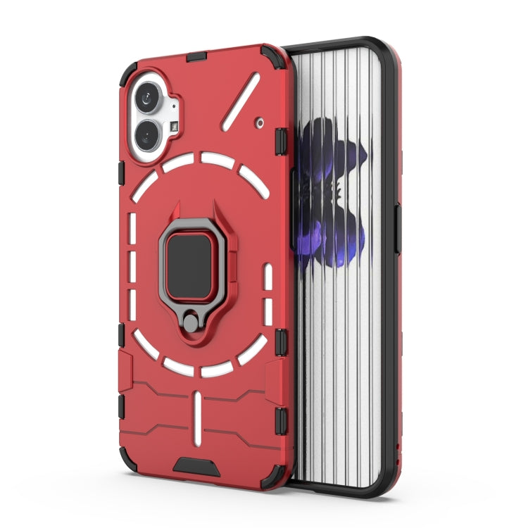 Red shockproof phone case with magnetic ring holder for Nothing Phone 1