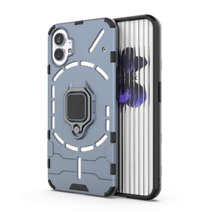 Blue-gray shockproof phone case with magnetic ring holder for Nothing Phone 1