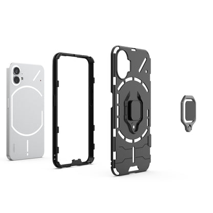 Shockproof phone case with magnetic ring holder shown installed and accessory piece