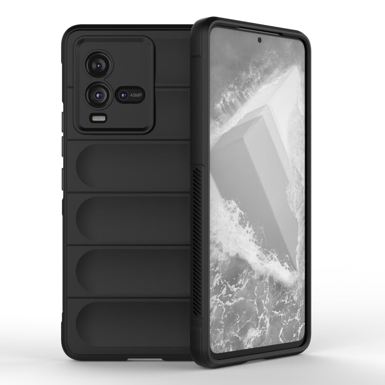 Black TPU and flannel phone case with raised side grip, showing back camera cutouts