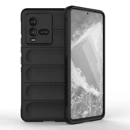 Black TPU and flannel phone case with raised side grip, showing back camera cutouts