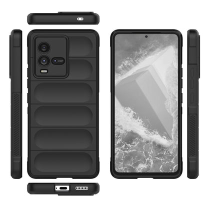 Black TPU and flannel phone case with raised camera cutouts and side buttons