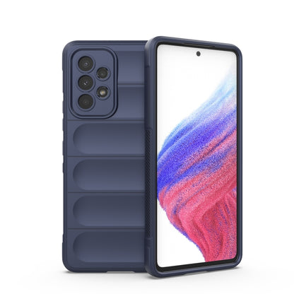 Magic Shield TPU phone case in dark blue, with ridged grip and raised camera cutouts