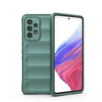 Magic Shield TPU phone case in dark green, with ridged grip and raised camera cutouts