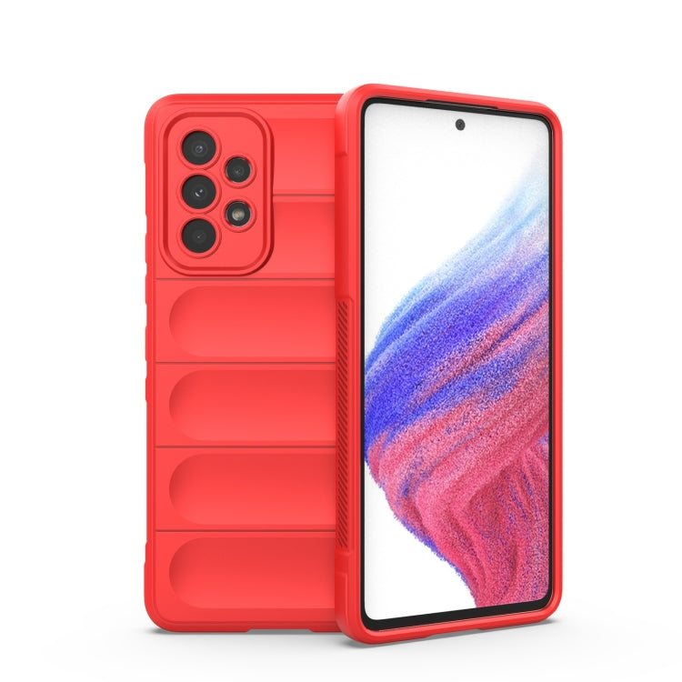 Magic Shield TPU phone case in red, with ridged grip and raised camera cutouts