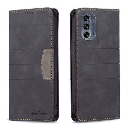 Black magnetic leather phone case with card holder and triple-camera cutout