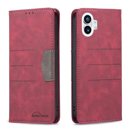 Red magnetic leather phone case with flip cover and side card pocket, camera cutout