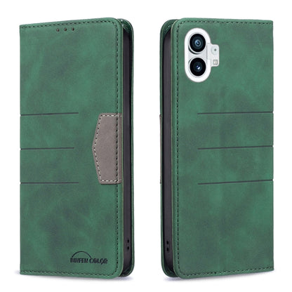 Green magnetic leather phone case with card holder and dual-camera cutout