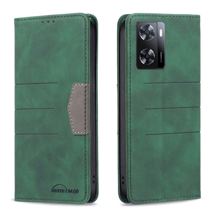 Green magnetic leather phone case with card holder and dual-camera cutout