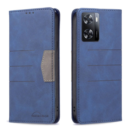 Blue magnetic leather phone wallet case with flip cover and dual camera cutout
