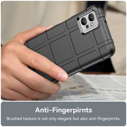 Black rugged TPU phone case with textured back and dual camera opening