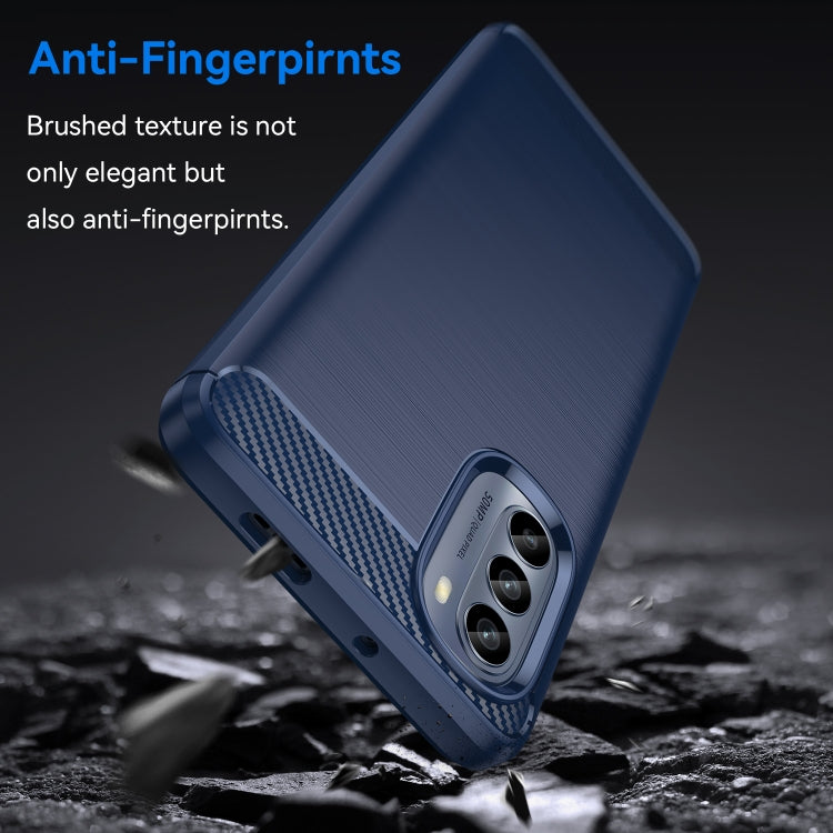 Blue brushed carbon-fiber TPU phone case with anti-fingerprint look
