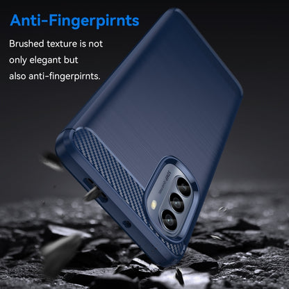 Blue brushed carbon-fiber TPU phone case with anti-fingerprint look