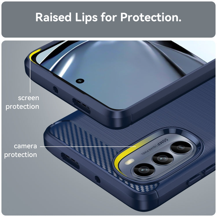 Blue TPU phone case with raised screen and camera lip for protection